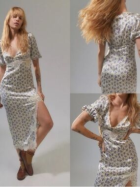 Urban Outfitters Lace Trim Floral Midi Dress